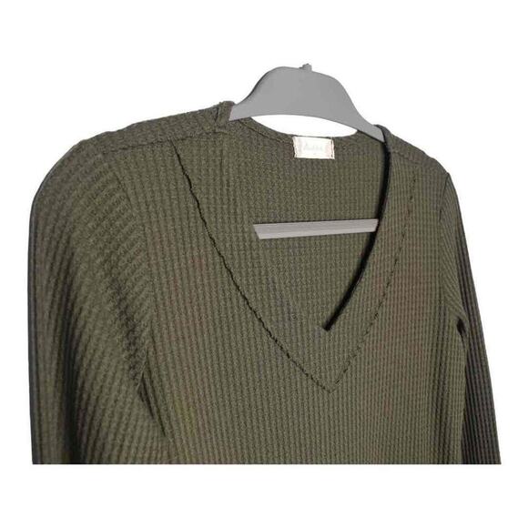 Altar'd State Womens Green Long Sleeve V-Neck Waffle Knit Ribbed‎ Sweater Size M - Picture 5 of 7